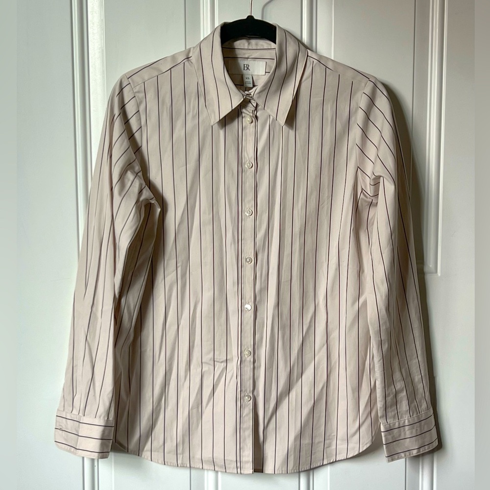 Banana Republic | The Perfect Shirt in Black Stripe | XS